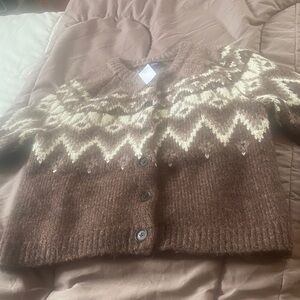 The gap  Brown and Cream Women's Sweater size extra extra small.NWT